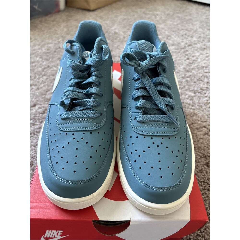 Nike Court Vision Low Premium Men's Shoes White Smokey Blue Sail Size 9.5 New
